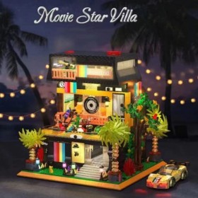 Blocs de construction architecture de villa modulaire, 2044 pièces scène de rue chalet villas de ville, maison de ville jouet