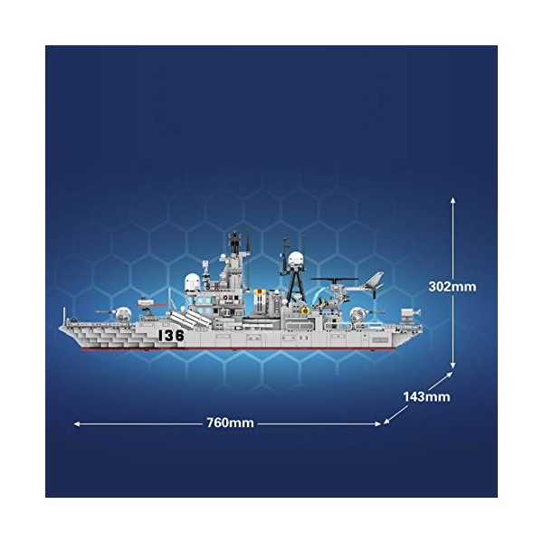 ITop Modèle de bateau de guerre technique - 1716 pièces - Armée militaire, destructeur marin - Briques de construction - Comp