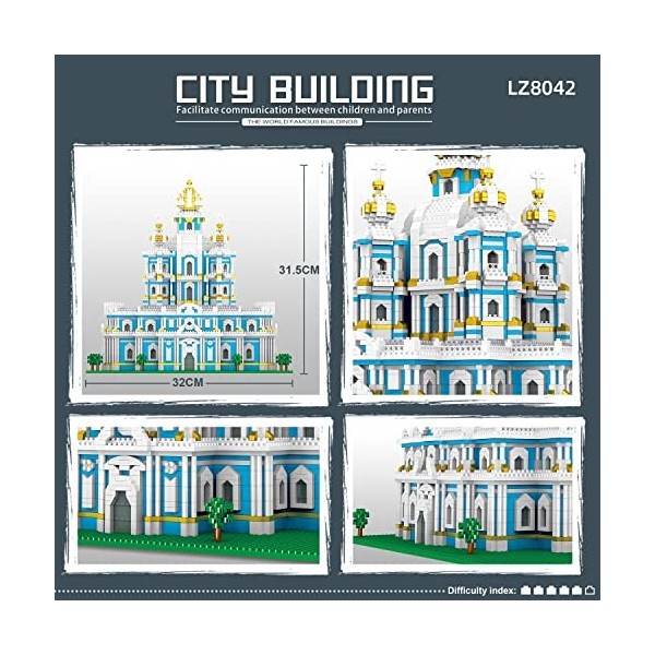 YANYUESHOP Architecture Smolny Cathedral Micro Building Blocks Set, DIY World Famous Architectural Toys Gifts for Kids and Ad