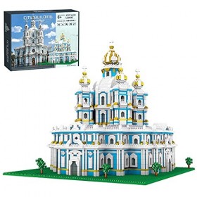 YXHS Ensemble de construction modulaire pour maison - 3737 pièces - Cathédrale européenne Smolny - Bloc de construction à mic