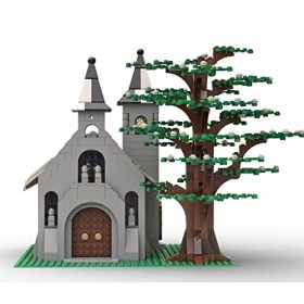 MERK Winter Church MOC House Building Set de 1154 pièces Modular Building Street View Townhouse Architecture Block Compatible