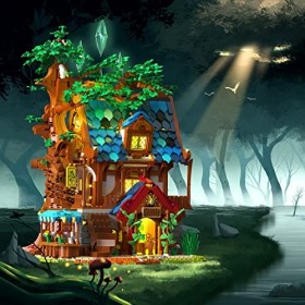 JMBricklayer Kit de blocs de construction médiévaux avec éclairage de rue, cabane dans les arbres, château, décoration de bur