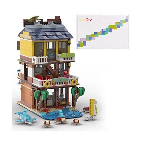 YOU339 Tiki Surf Bar Briques Modèle compatible avec Lego, MOC DIY Construction Architecture Collection Jouet de construction 