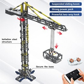 Mould King 17004 Grue à Tour, Jouets de Modèle de Grue à Tour de Contrôle APP/RC pour Garçons, Cadeau pour Enfants de 14 Ans 