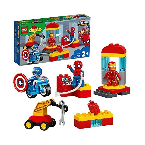 LEGO Duplo 10921 Le labo des Super-héros avec Les célèbres Personnages Marvel Avengers : Iron Man, Spider-Man et Captain Amer