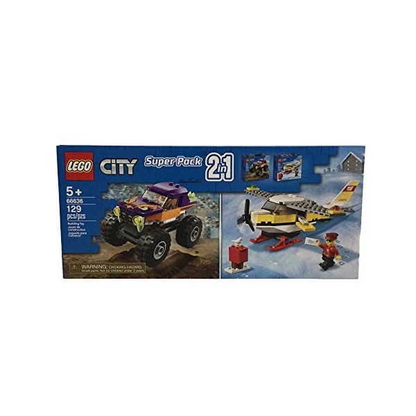LEGO CITY 66636 Super Pack 2-in-1 Monster Truck and Mail Plane 129-Pieces