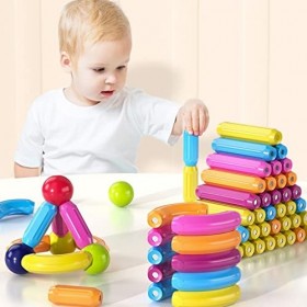 ADLOF Blocs de Construction Magnétiques, Jeu de 160 Boules et Tiges Magnétiques, Jouets de Construction STEM pour Garçons et 