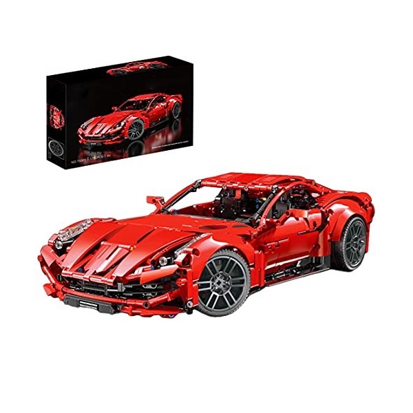 HIDE Technic Voiture de sport pour Ferrari F12, 1:10 Rouge Technic Grand kit de construction 1782 briques de serrage compatib