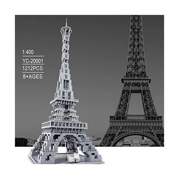 Kit de Construction darchitecture 1212 pièces Tour Eiffel à Paris Ensemble de Construction de renommée Mondiale modèle de re