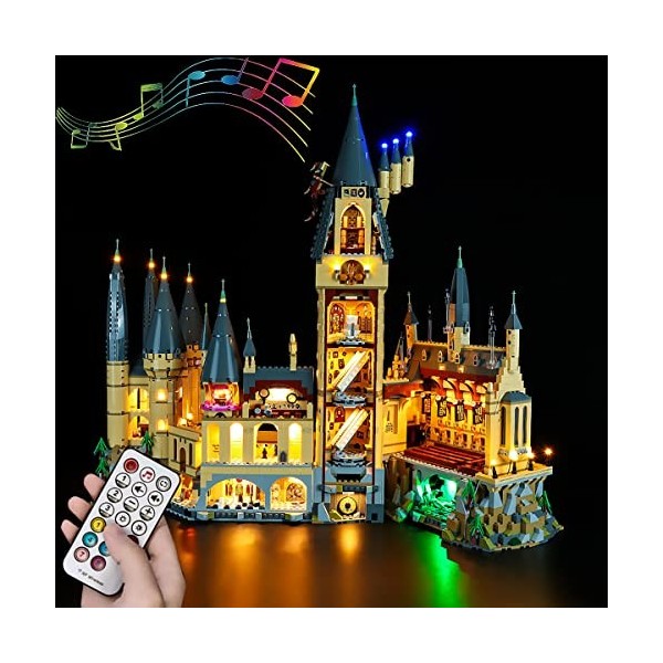 Hosdiy Télécommande Jeu de Lumière avec Sons pour Chateau De Poudlard 71043 Modèle - Compatible avec Lego 71043 - LED Lumie