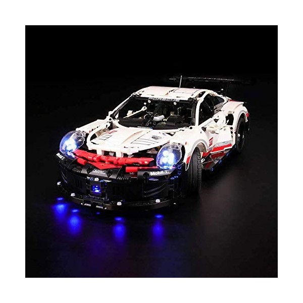 Ensemble de moteurs et télécommande pour Lego 42096 Technic Porsche 911 RSR & Kit déclairage LED pour Porsche 911 RSR Compat