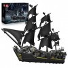 Mould King 13111 Blocs de Construction de Bateau Pirate, 2868 pièces Kit de Construction de Modèle MOC de Bateau Noir Blocs d