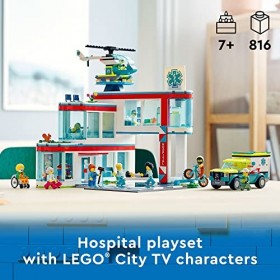 LEGO City Hospital 60330 Building Kit with Ambulance and Rescue Helicopter for Kids Aged 7 and up 816 Pieces 