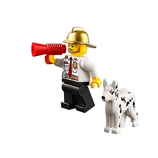 LEGO City - Mini figurine chef de pompier avec casque de pompier doré et chien dalmatien 60088