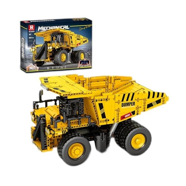 Kit de blocs pour tombereau technique, 1622 pièces kit de construction de camion avec télécommande et Kit moteur, modèle de t