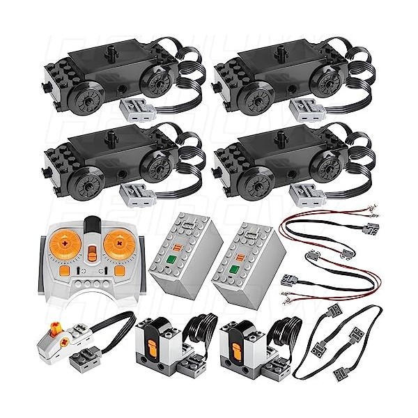 Habow 38pcs Power-Function Technic-Parts Kit Train-Motor IR Speed Remote Control Battery Box Récepteur IR Extension Wire Ligh