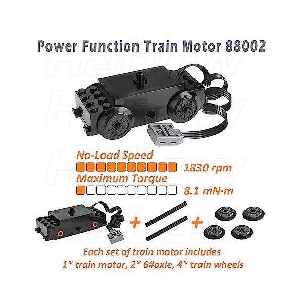 Habow 38pcs Power-Function Technic-Parts Kit Train-Motor IR Speed Remote Control Battery Box Récepteur IR Extension Wire Ligh