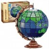 Kit Blocs Construction Globe Rotatif,Jouets Éducatifs Modèle Darchitecture Carte Monde,2420 Pièces MOC Globe Rotatif Assembl