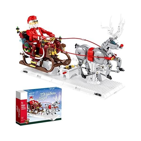 DIYIV Kit de Construction Traîneau de Noël,Blocs de Noël,1537 pièces Jeux de Construction de Noël Compatible avec Lego Noël