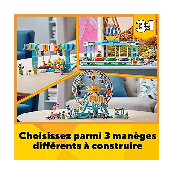 LEGO 31119 Creator 3-en-1 La Grande Roue avec Petites Voitures, Fête Foraine, Jouet Enfant 9+ Ans