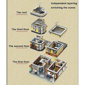 Ensemble de Blocs de Construction de Délicieuses Maisons de Sushi Kit de Construction de Maison Modulaire de Moderne Street V