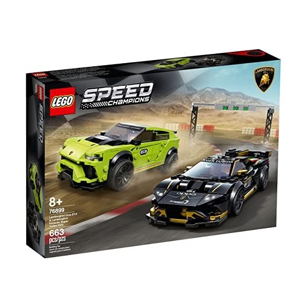 LEGO 76899 Speed Champions Lamborghini Urus St-X & Lamborghini Huracán Super Trofeo Evo, Jouet Voiture de Course Enfants