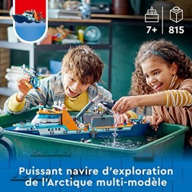 LEGO 60368 City Le Navire d’Exploration Arctique, Grand Jouet avec Bateau Flottant, Hélicoptère, sous-Marin, Épave de Viking,