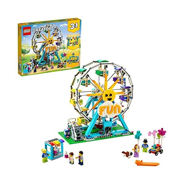 LEGO Creator 3in1 Ferris Wheel 31119 Building Kit with Rebuildable Toy Bumper Cars, Boat Swing and 5 Minifigures. New 2021 1