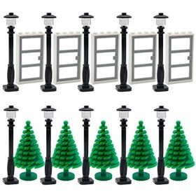 Lampadaire de porte en briques Accessoires jouets Maison de ville Jardin Classique Route Bloc de construction créatif Briques