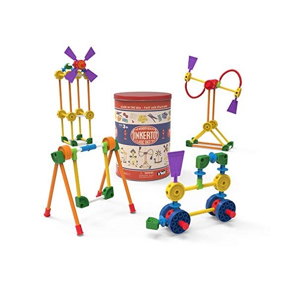 Tinkertoy – Boîte de construction rétro – 100 pièces – Boîte à collectionner – À partir de 3 ans