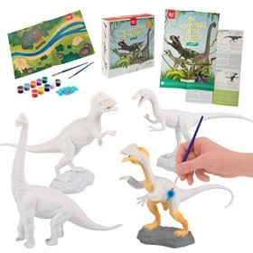 Nene Toys Kit de Peinture Dinosaures pour Enfants de 3 à 7 ans [Les Indomptables du Jurassique] – 4 Dinosaures, 10 Peintures,