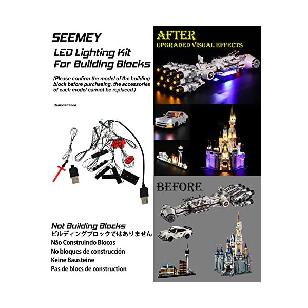 SEEMEY Kit déclairage, LED pour Lego Harry Potter Château de Poudlard 71043. Accessoires MOC Block, visuel Impressionnant. 