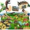 FRUSE Dinosaure Jouet avec 145x98cm Tapis,12 Pièces de Figurine de Finosaure Réalistes avec T-Rex,Carnotaurus,Boîte de Rangem