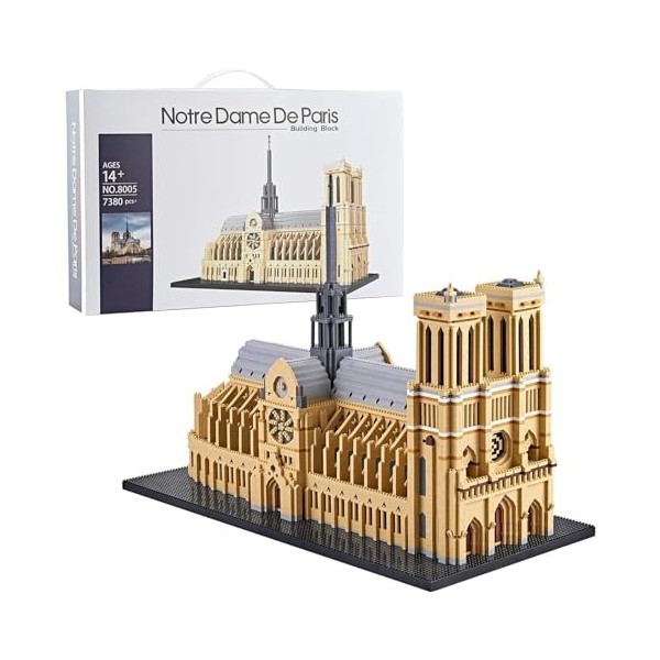 YAXRO Ensemble De Blocs De Construction De La Cathédrale Notre-Dame De Paris,7380 Pièces Kits De Construction De Modèles Dar