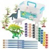 THE TWIDDLERS Kit Dinosaure 26 Pièces: 5 Figurines Dino, 5 Ensembles de Peintures 8 Couleurs Chacune , 10 Pinceaux & 5 Arbre