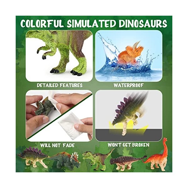 Sanlebi Dinosaures Jouet - Réaliste Figurine Dinosaure Ensemble Modèle Ensemble Animaux Jouet Jeux Educatif Jouets pour Enfan