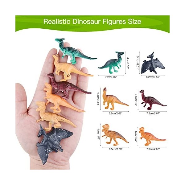 PLULON 45 Pcs Mini Dinosaure Jouets Enfants Figurines Dinosaure Animaux en Plastique Dinosaure Gâteau Toppers Ensemble Jeu En