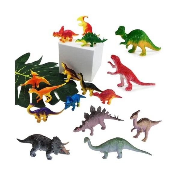 Dinosaure Jouet en Plastique, Jeu de Figurines de Dinosaures, 10PCS Mini Dinosaures Réaliste Modèle Ensemble, Dinosaure Éduca