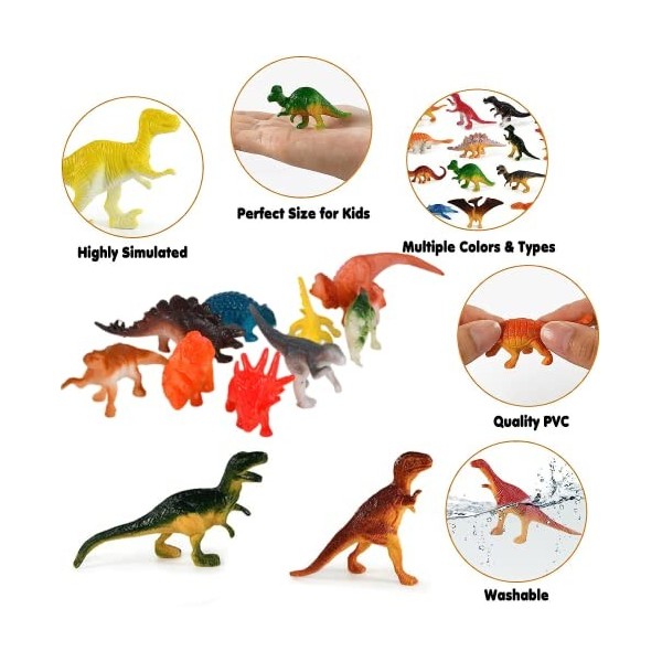 Dinosaure Jouet en Plastique, Jeu de Figurines de Dinosaures, 10PCS Mini Dinosaures Réaliste Modèle Ensemble, Dinosaure Éduca