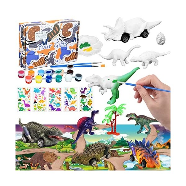 JORAKI Dinosaure Jouet Kit de Peinture, 32 PCS DIY Kit Peinture Enf