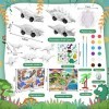 JORAKI Dinosaure Jouet Kit de Peinture, 32 PCS DIY Kit Peinture Enfant Lavable avec 6 Figurines Dino et 4 Voitures Jouet Dino