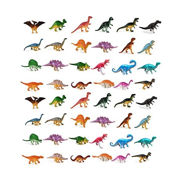 Lot de 48 figurines de dinosaures - En plastique - Pour garçons et filles - Cadeau danniversaire denfant