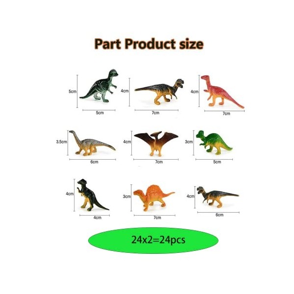 Lot de 48 figurines de dinosaures - En plastique - Pour garçons et filles - Cadeau danniversaire denfant