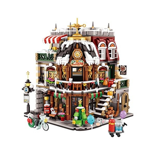 Novaray Sapin de Noël Mini Maison Blocs de construction, 2506 pièces MOC Creative Coffee House Kit modulaire, blocs de serrag