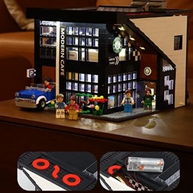 WangSiwe Ensembles de Construction de Maisons Modulaires, 2926 Pièces de Construction de Café Moderne Avec Vue Sur La Rue, Bl