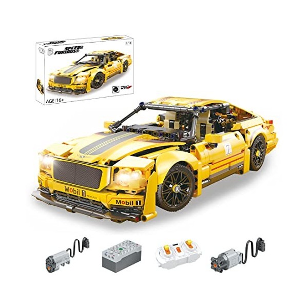 MERK Briques de construction de voiture de sport technique, 1455 pièces, modèle de voiture de course MOC, jouet de constructi