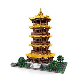 WangSiwe Ensemble de Blocs de Construction de Tour de Grue Jaune Bnwent 1702 + Pièces Jouets Éducatifs DArchitecture Du Mo