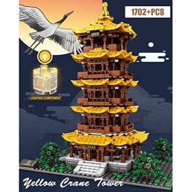 WangSiwe Ensemble de Blocs de Construction de Tour de Grue Jaune Bnwent 1702 + Pièces Jouets Éducatifs DArchitecture Du Mo