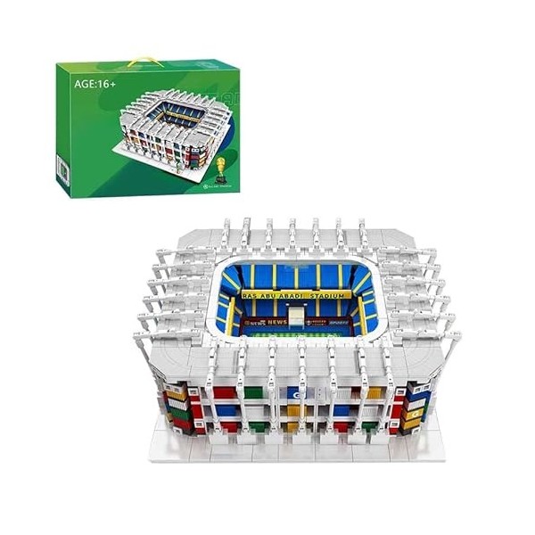 ARMD Ali Stadium Lot de 1789 blocs de construction pour modélisme Coupe du monde de football 2022 avec lumière LED, compatibl