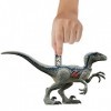 Jurassic World Coffret Poursuite Owen et Vélociraptor Blue, 3 figurines articulées, figurines authentiques à collectionner, j